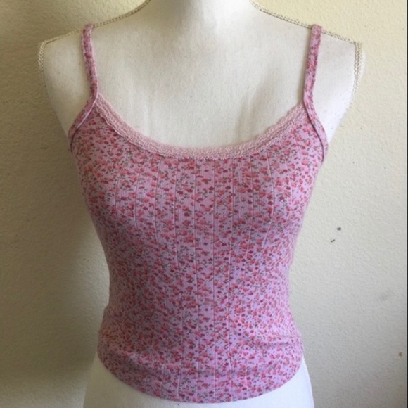 brandy melville pink floral skylar tank top